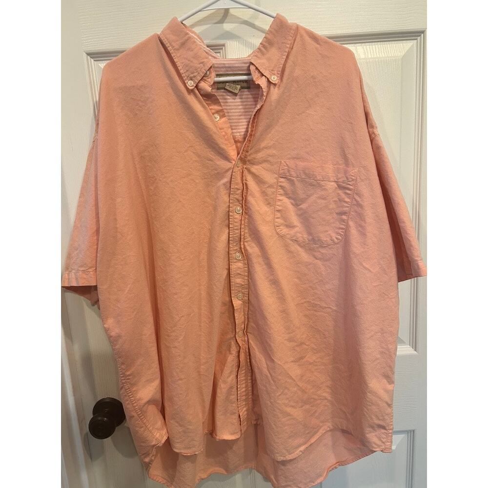 Sun River Men's XXL Short Sleeve Button Down Shirt - Orange/Peach